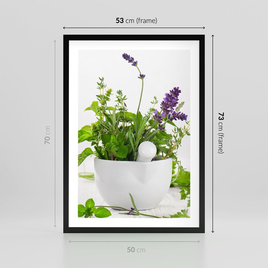 Plakat w ramie 50x70 - Kwiaty i zioła w restauracji - kwiaty, zioła - rama czarna