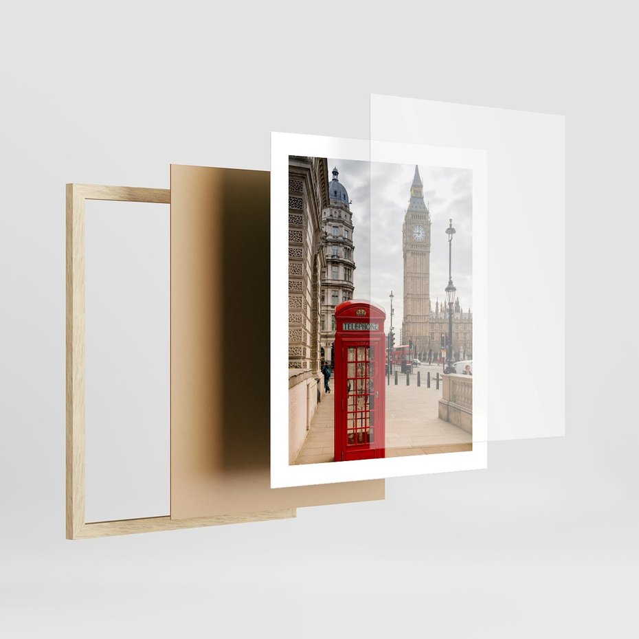 Plakat w ramie 40x50 - Symbol Big Benu - Londyn, budka - rama drewno