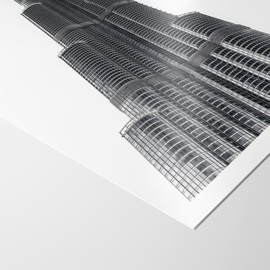 Plakat bez ramy 40x50 - Wieżowiec w Monochromii - wieżowiec, architektura