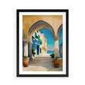 Plakat w ramie 50x70 - Nadmorskie Łuki - akwarela, śródziemnomorski klimat - rama czarna