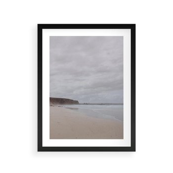 Plakat w ramie 40x50 - Mglista plaża - plaża, mgła - rama czarna