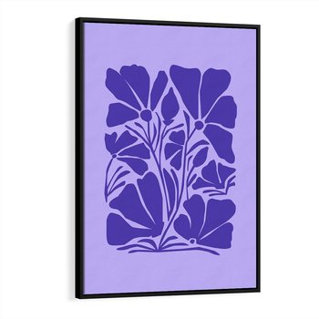Obraz w ramie 50x70 - Migocące Boho Wibracje - kwiaty, energetyczne fioletowe tło - rama czarna