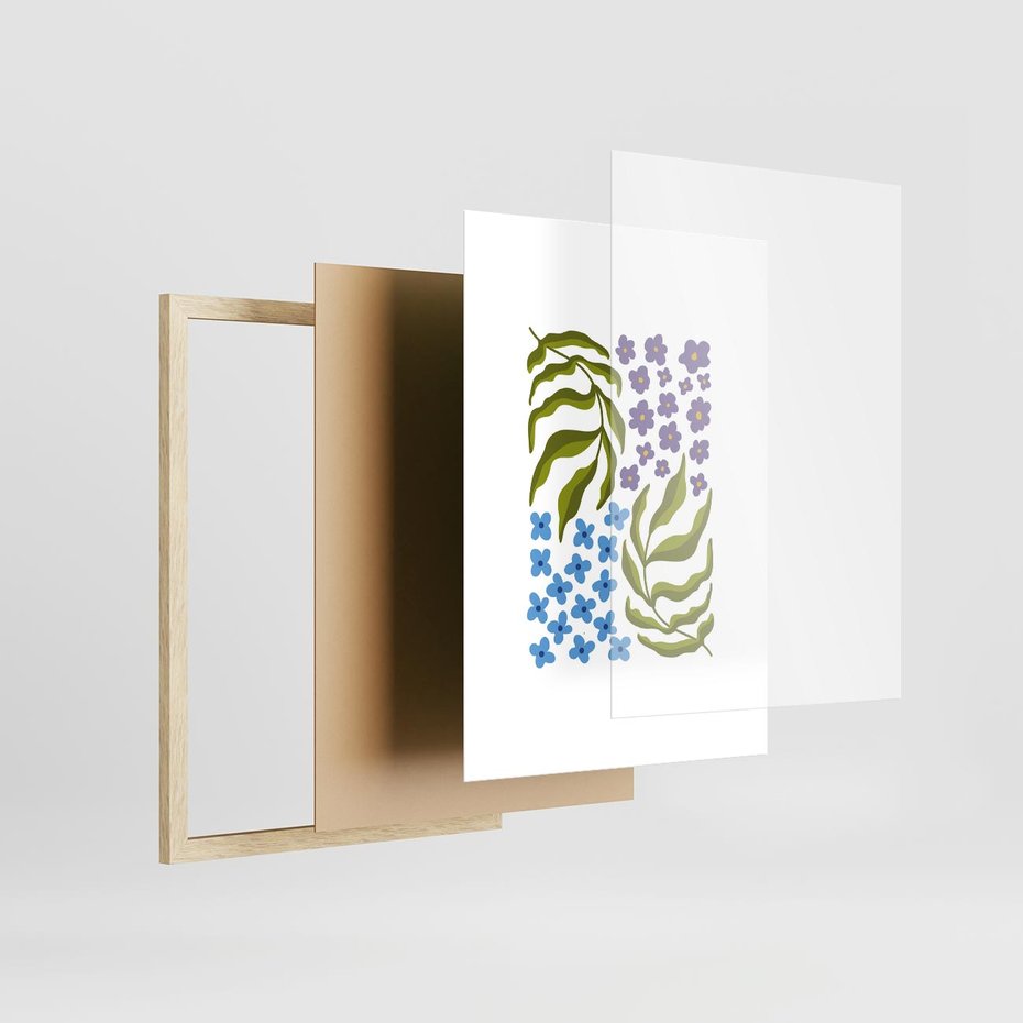 Plakat w ramie 50x70 - Księga Kształtów Bez Granic - kwiaty, sztuka nowoczesna - rama drewno