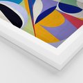 Plakat w ramie 30x40 - Kolorowe Przesunięcia Kształtów - abstrakcyjny obraz olejny, żywe kolory - rama biała