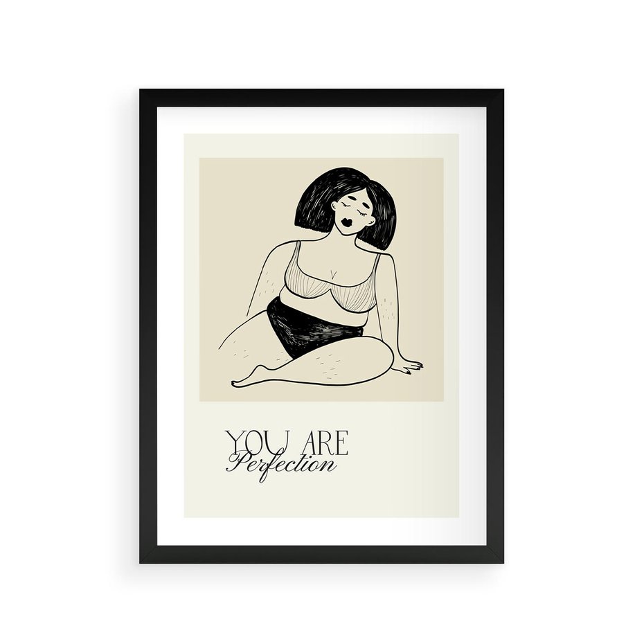 Plakat w ramie 30x40 - Harmonia Kształtów Bez Granic - siła kobiecości, rysunek - rama czarna