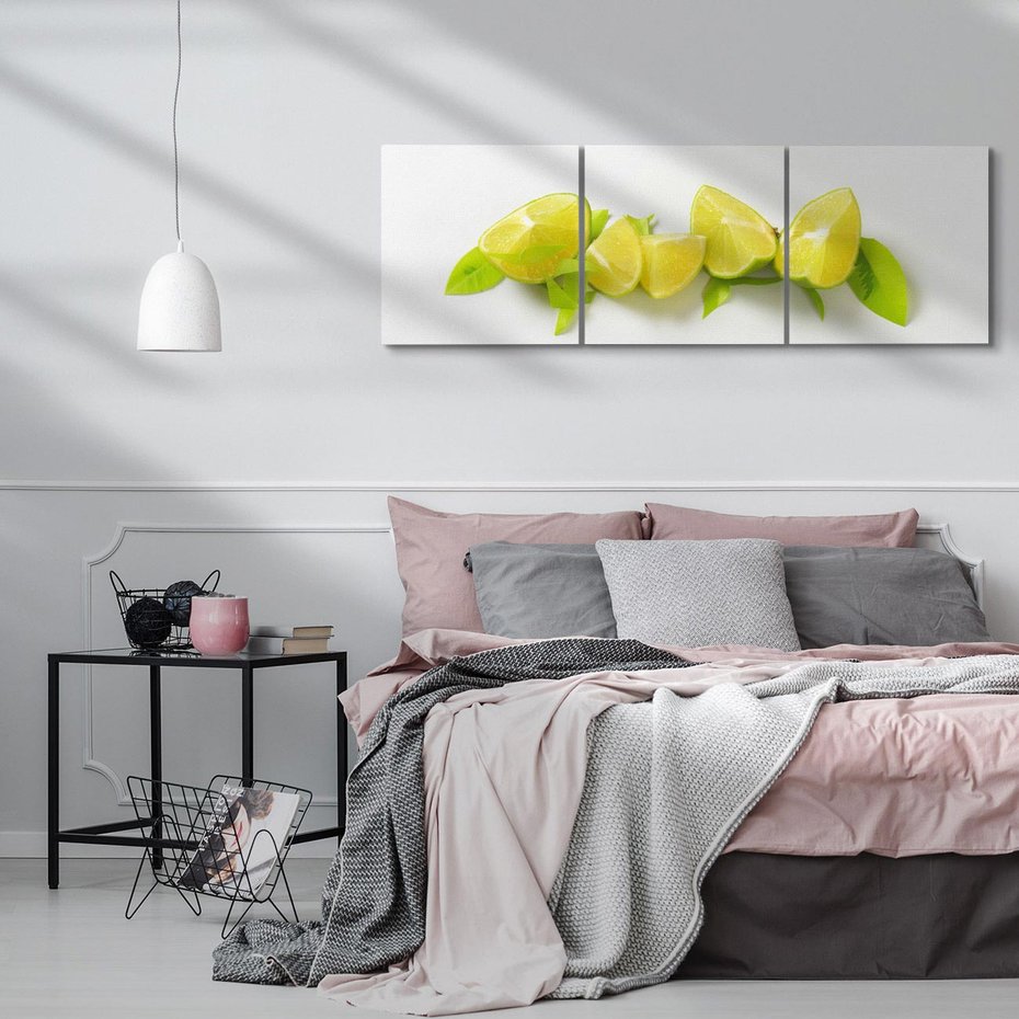 Obraz na płótnie 150x50 - owocowa eksplozja - limonki, owoce