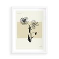 Plakat w ramie 50x70 - Kwiatowe Płótno - kwiaty, typografia - rama biała