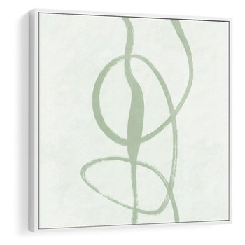 Obraz w ramie 50x50 - Zieleń Wewnętrznej Harmonii - zielona abstrakcja, zgaszona zieleń - rama biała