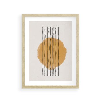 Plakat w ramie 30x40 - Taniec Emocji - abstrakcyjne akwarelowe plamy, nieregularne kreski - rama drewno