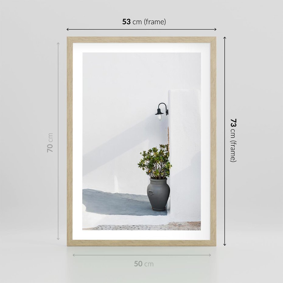 Plakat w ramie 50x70 - Błękitne wybrzeże - Santorini, Grecja - rama drewno