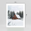 Plakat bez ramy 40x50 - Ujęcie zimy w Górach - domek w górach w zimie, śnieg