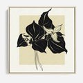 Obraz w ramie 50x50 - Ekspresja w szkicowanych kształtach - kwiaty, typografia - rama drewno
