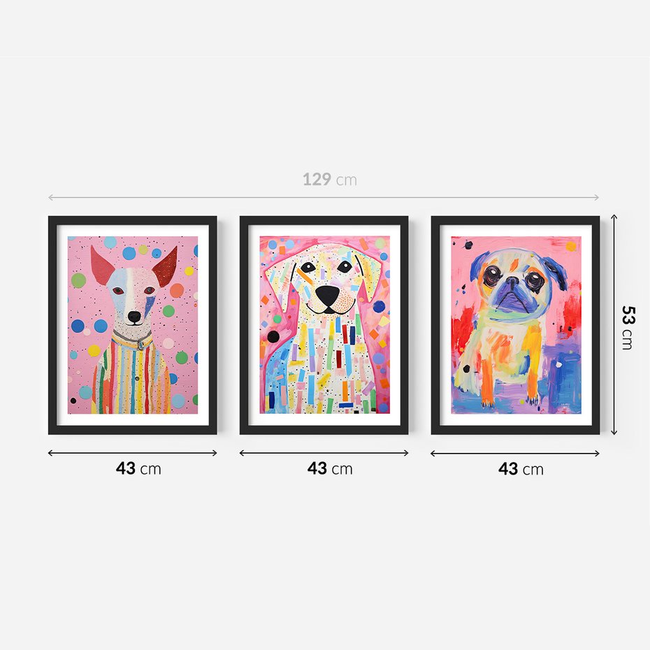 Zestaw obrazy w ramie 40x50 galeria - dla, dzieci, pieski, akwarela - rama czarna