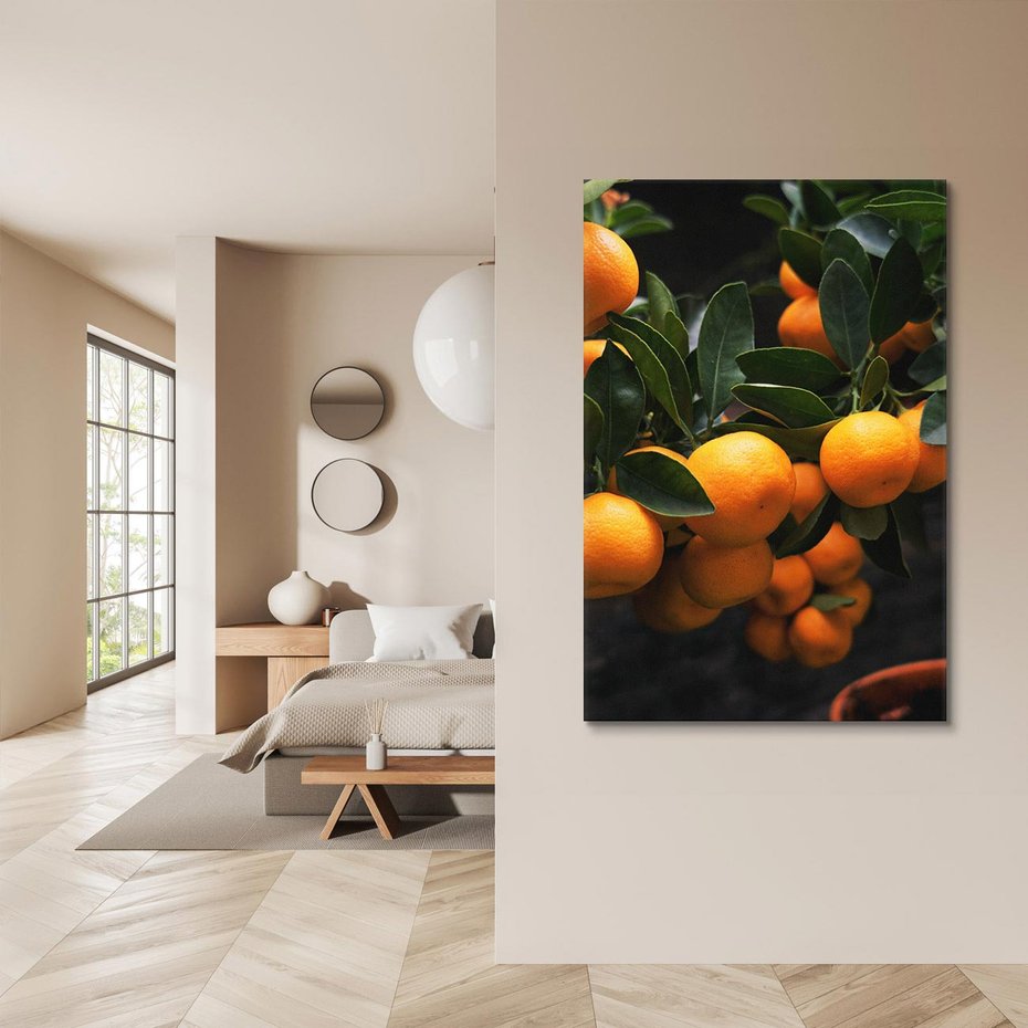 Obraz na płótnie 80x120 - Mandarynki Drzewko Urodzaju - mandarynki, drzewko