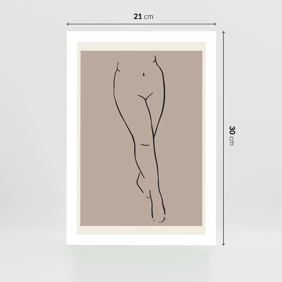 Plakat bez ramy 21x30 - Intrygujące Szkice - mnimalistyczny akt kobiecy, beżowa tonacja
