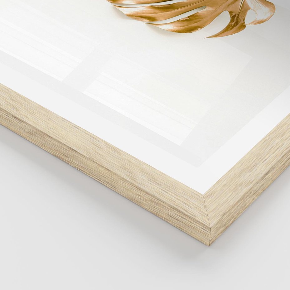 Plakat w ramie 30x40 - Przyjemność dla Oczu - złote, liście - rama drewno