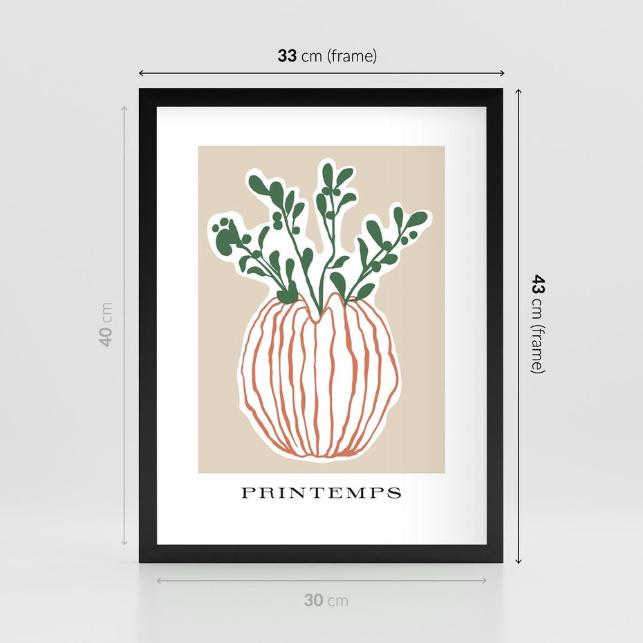 Plakat w ramie 30x40 - Boho Refleksje Natury - gałązki w wazonie, typografia - rama czarna