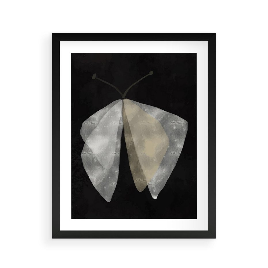 Plakat w ramie 40x50 - Obce Powidoki - abstrakcyjna ćma, mroczna atmosfera - rama czarna