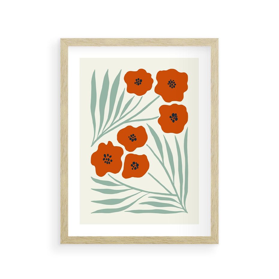 Plakat w ramie 30x40 - Makowe Odkrycie - czerwone kwiaty, maki - rama drewno