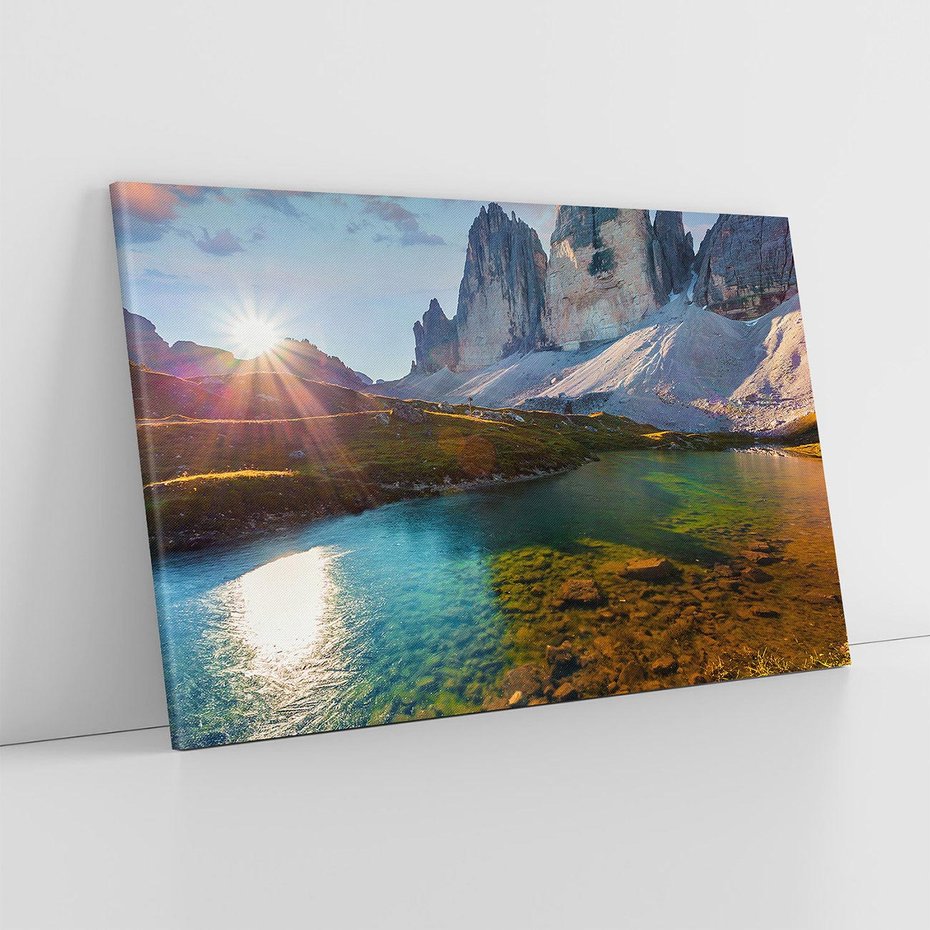 Obraz na płótnie 120x80 - Jezioro wśród majestatycznych gór - jezioro, góry