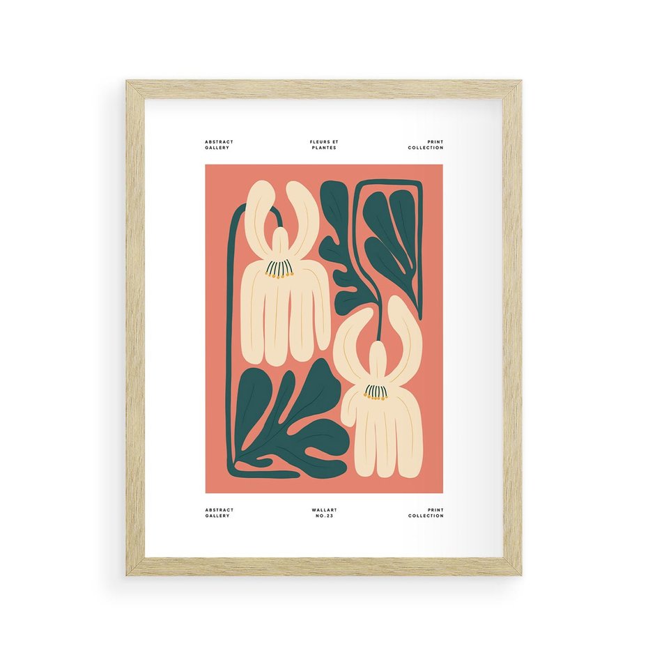 Plakat w ramie 40x50 - Migotliwe Echa - kwiaty, nowoczesna abstrakcja - rama drewno