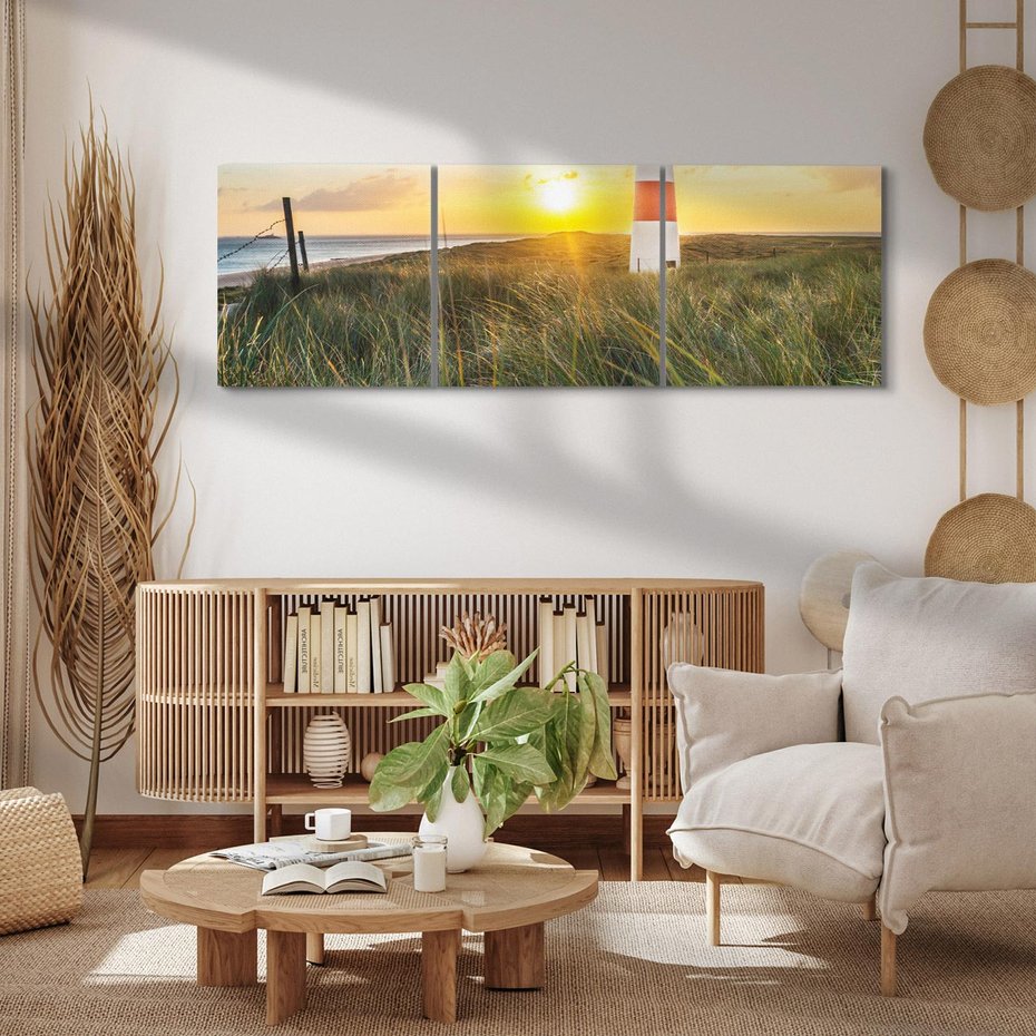 Obraz na płótnie 120x40 - Magia latarni przy zachodzie - latarnia, zachód