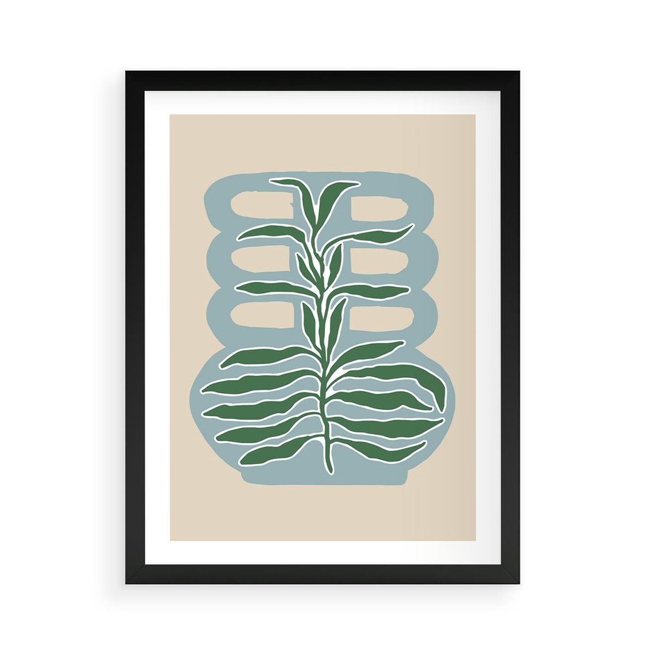 Plakat w ramie 50x70 - Wewnętrzne Spektrum - boho styl, wazon - rama czarna