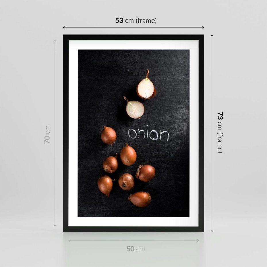 Plakat w ramie 50x70 - Aromatyczne Inspiracje - cebula, kuchnia - rama czarna