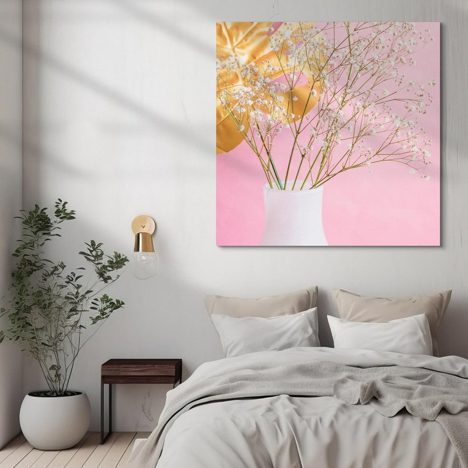 Obraz na płótnie 40x40 - Przyjemność Złotej Natury - złote, liście