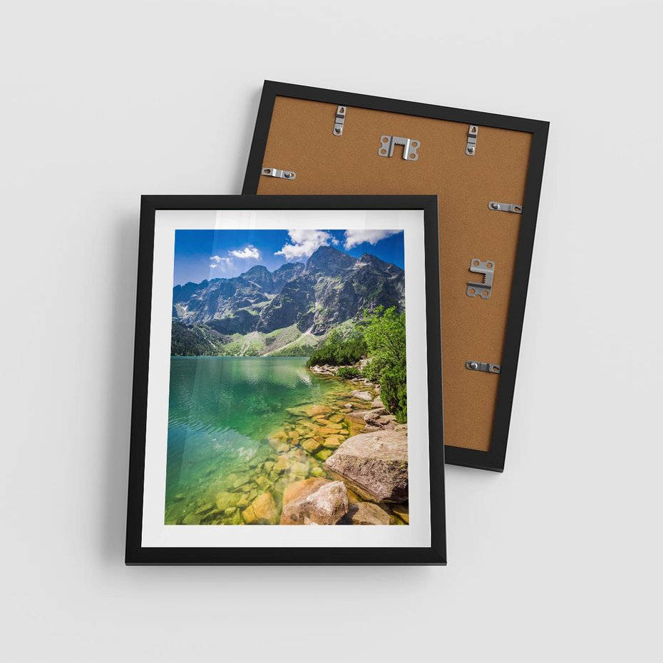 Plakat w ramie 40x50 - Mistyczne Połączenie - jezioro, góry - rama czarna