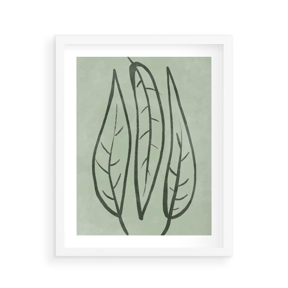 Plakat w ramie 40x50 - Energetyczne Ekspresje Natury - zielony plakat, roślinne motywy - rama biała