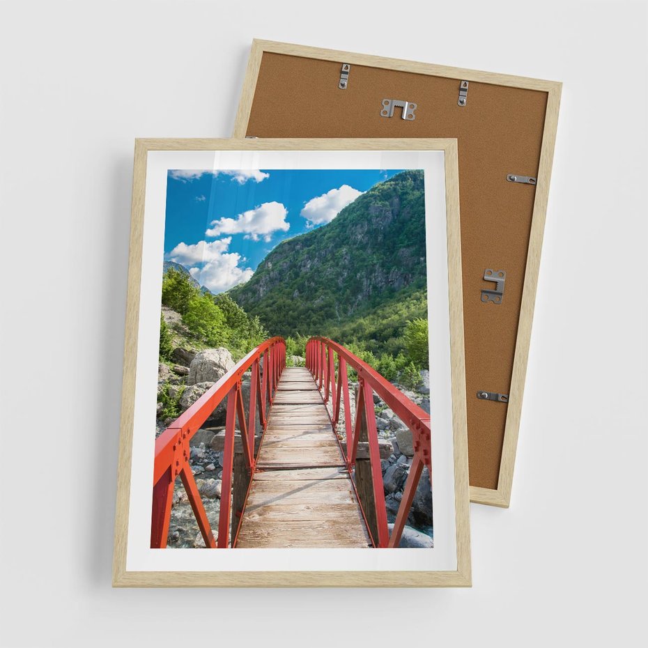 Plakat w ramie 50x70 - Most do przygody - góry, most - rama drewno