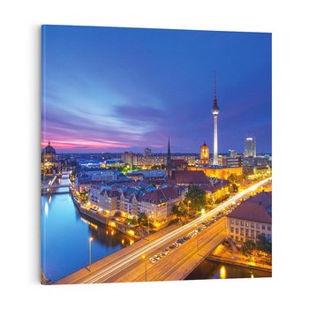 Obraz na płótnie 80x80 - Miasto nocą - tajemnicza atmosfera - Miasto, noc