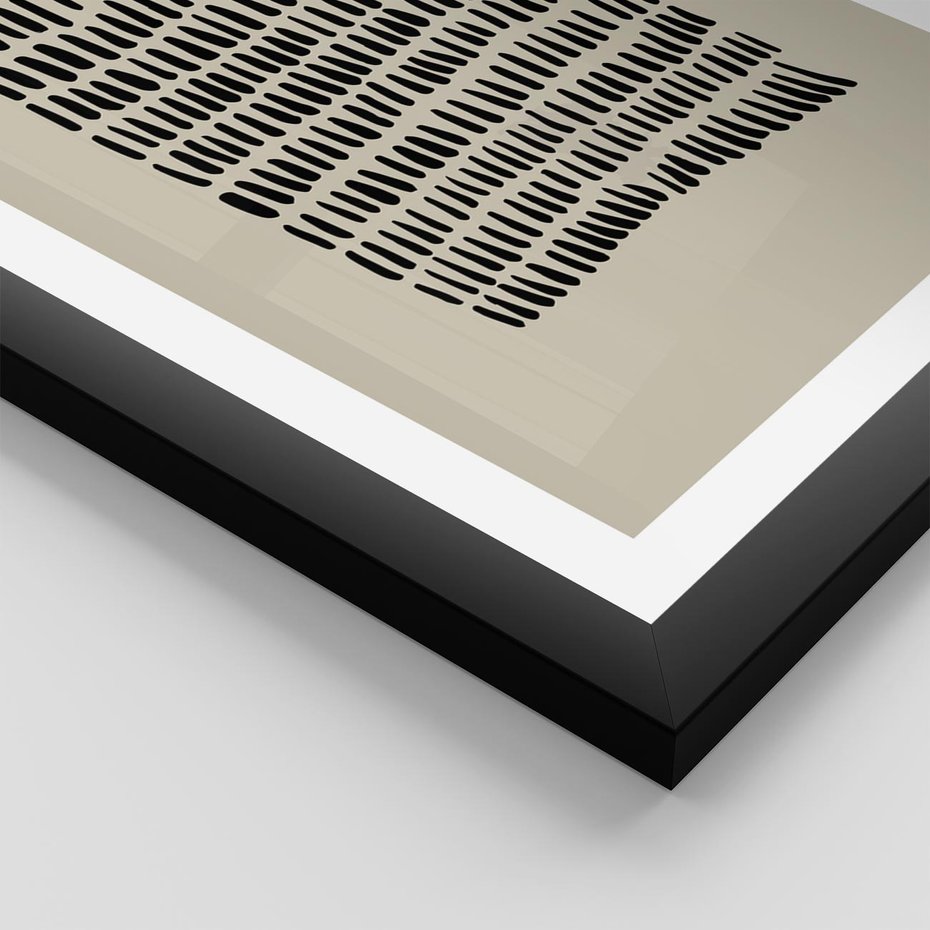 Plakat w ramie 40x50 - Energetyczne Pulsacje Nowości - boho plakat, czarne kropki kreski - rama czarna