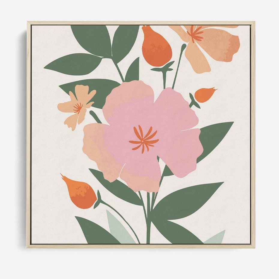 Obraz w ramie 50x50 - Kwiatowe Nastroje - kwiat, sztuka nowoczesna - rama drewno