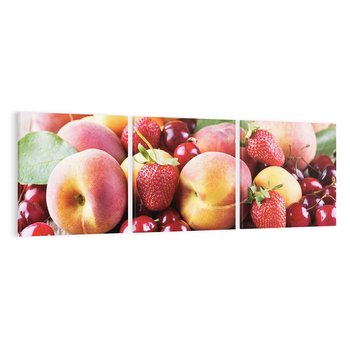 Obraz na płótnie 120x40 - brzoskwinie i wiśnie - owoce, brzoskwinie