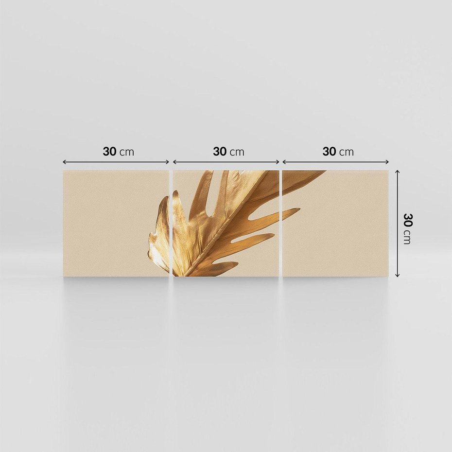 Obraz na płótnie 90x30 - Piękno w Detalu - złoty, liść