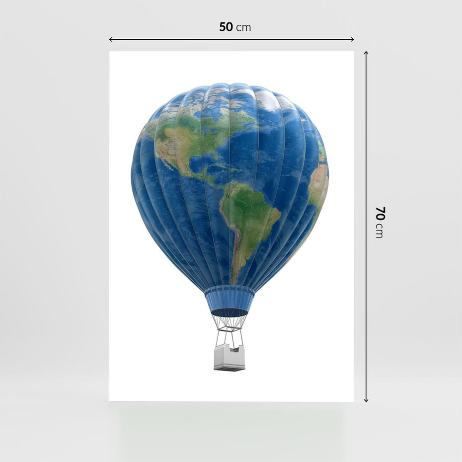 Plakat bez ramy 50x70 - Podróżniczy balon nad ziemią - balon, ziemia