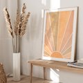 Plakat w ramie 40x50 - Grafika Boho w Odcieniach Pomarańczu - boho słońce, grafika - rama drewno