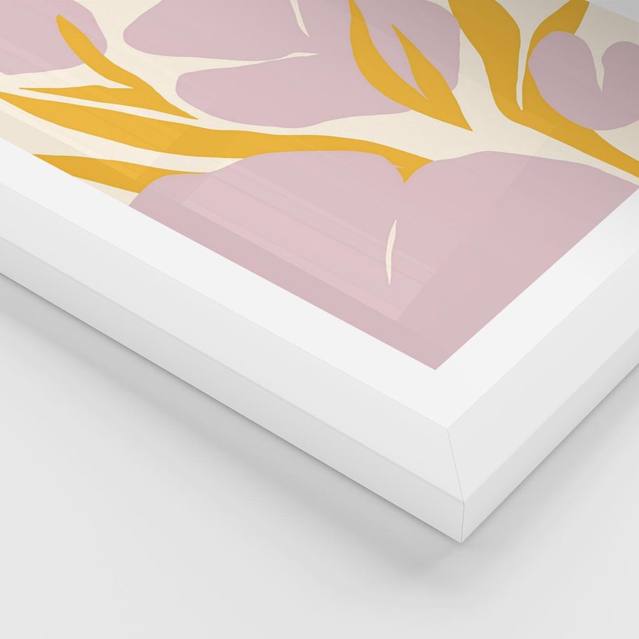 Plakat w ramie 40x50 - Migocące Wibracje - abstrakcyjne kwiaty, pastelowe kolory - rama biała