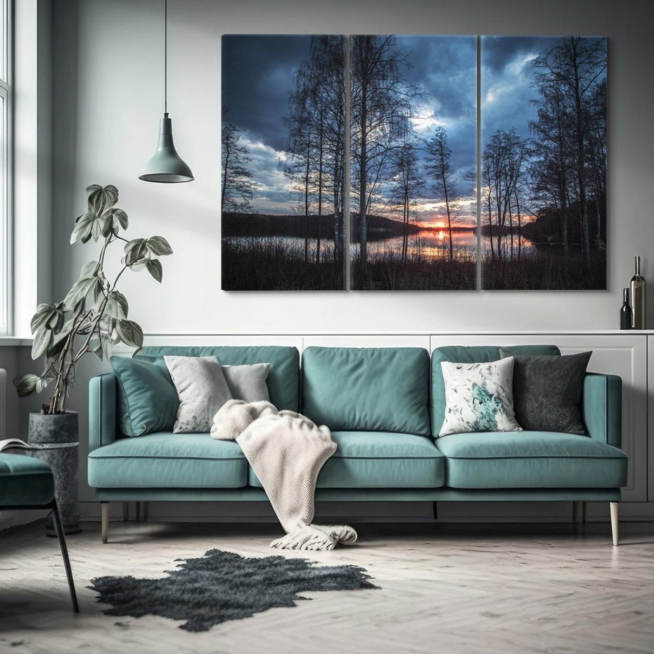 Obraz na płótnie 120x80 - Złote odbicie zachodu słońca na jeziorze - zachód, słońca