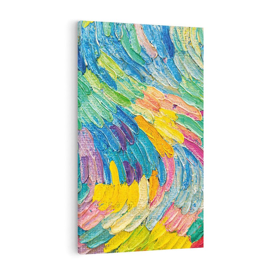 Obraz na płótnie 80x120 - Egzotyczne Pióra - abstrakcyjne dzieło, farby olejne