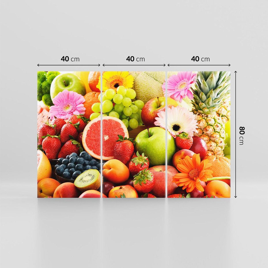 Obraz na płótnie 120x80 - Smakowite owocowe zbiory - owoce, winogrona