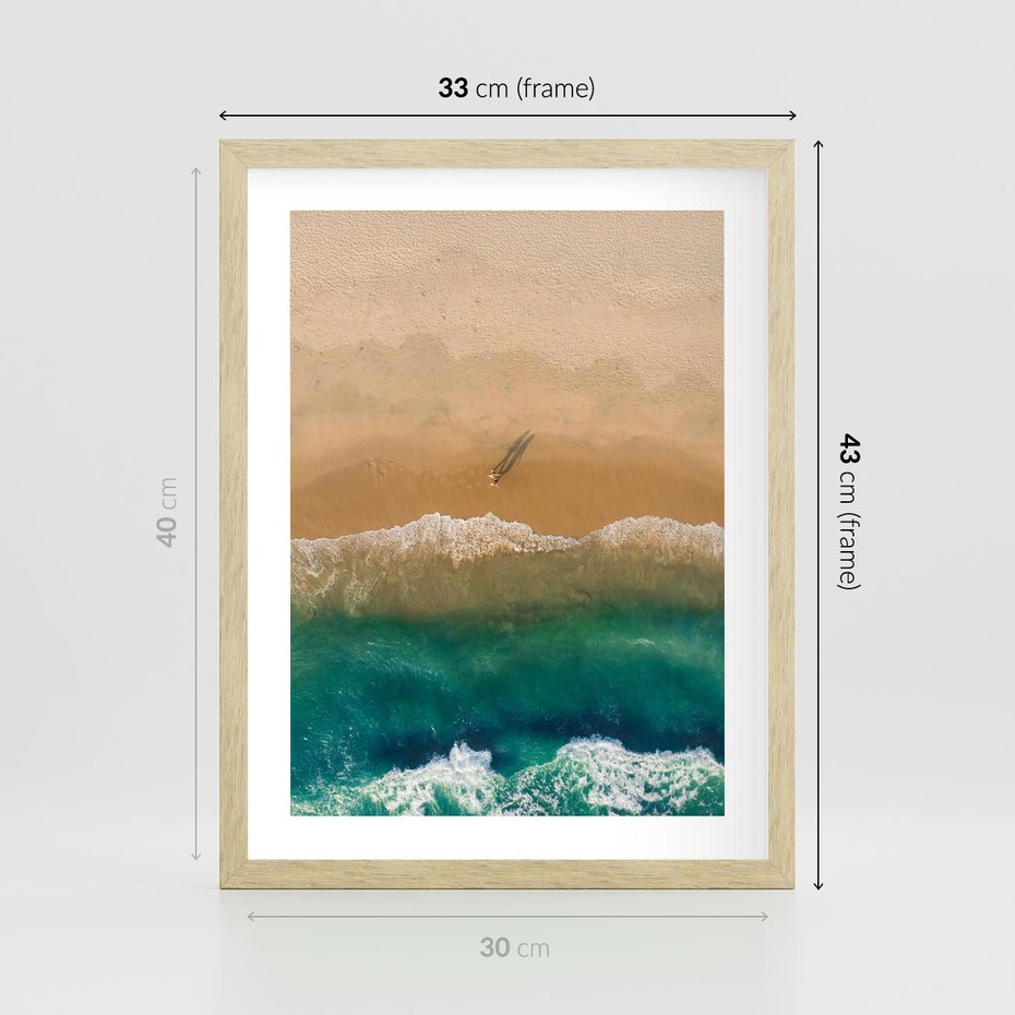 Plakat w ramie 30x40 - Nadbrzeżna Harmonia - plaża, morze - rama drewno