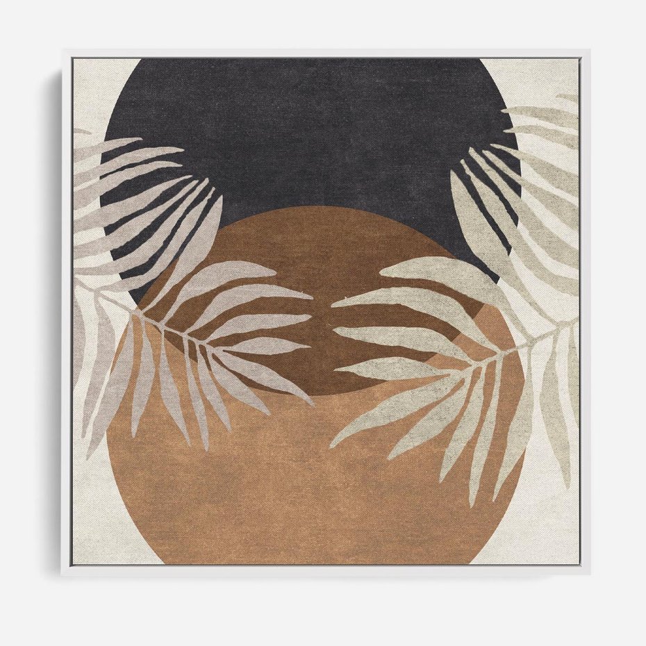 Obraz w ramie 50x50 - Kompozycje ukrytych myśli - symetria, dwa koła po środku - rama biała