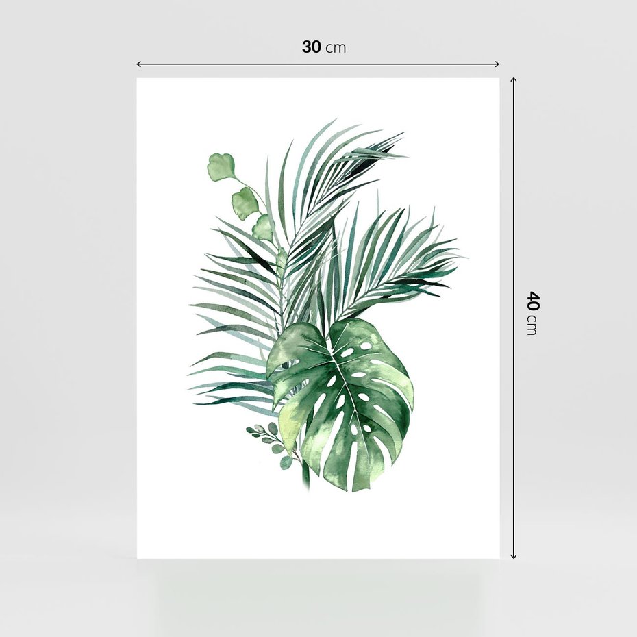 Plakat bez ramy 30x40 - Liście i Życie: Akwarelowa Oaza - akwarelowy obrazek, pamy