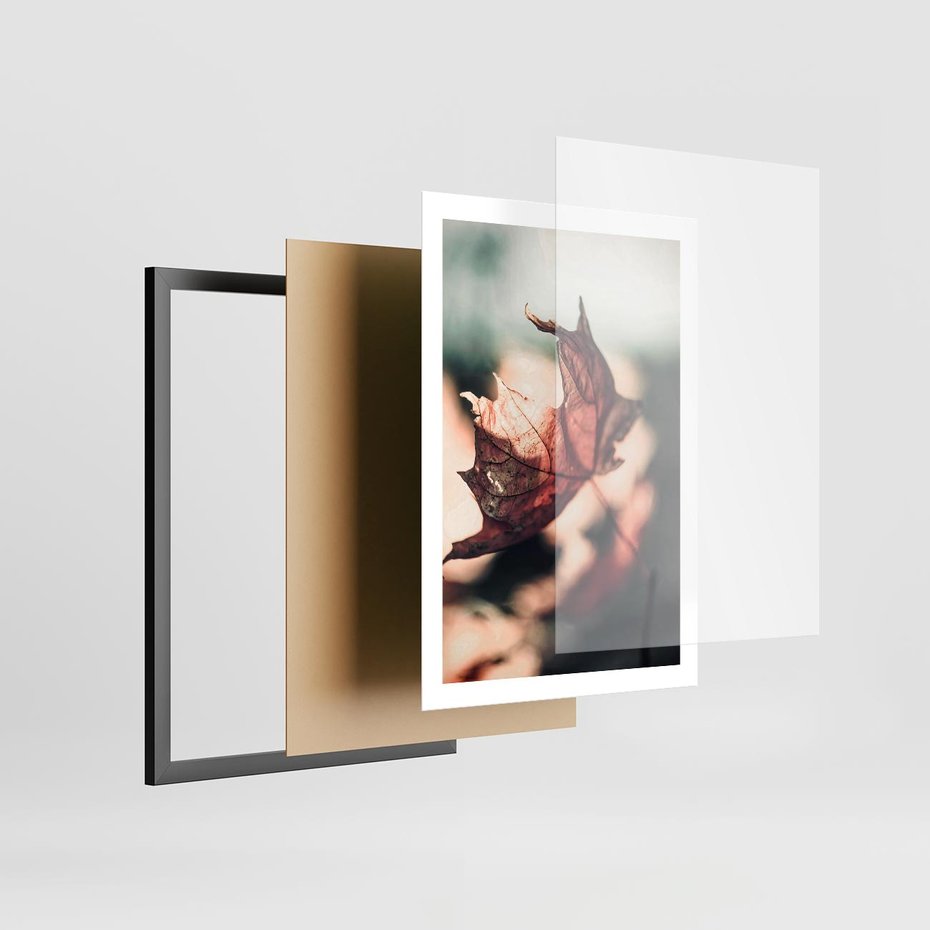 Plakat w ramie 50x70 - Liść w Jesieni - jesienny liść, czerwony - rama czarna