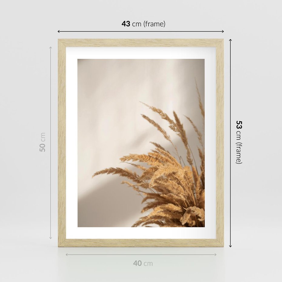 Plakat w ramie 40x50 - Swobodne trawy boho - boho, suche - rama drewno