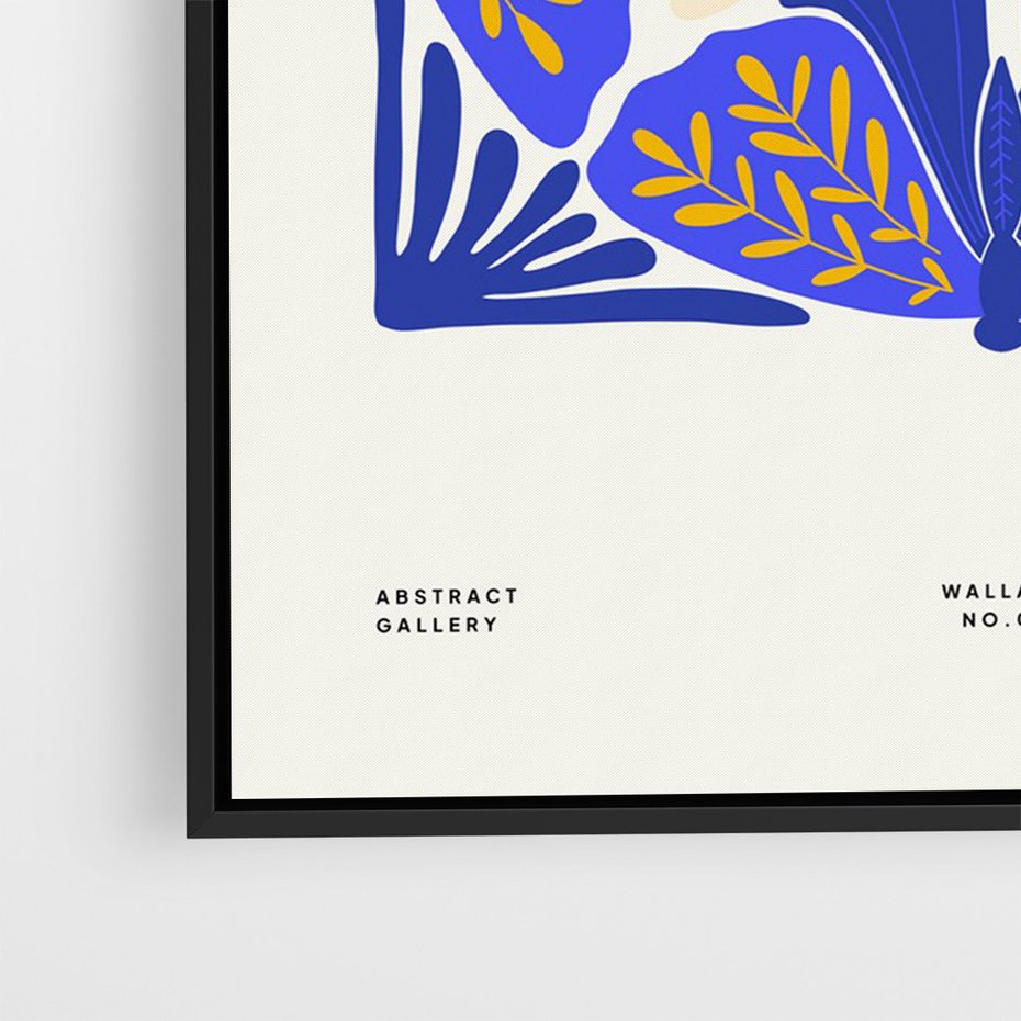 Obraz w ramie 50x70 - Księga Abstrakcji - abstrakcyjna boho kompozycja, granatowe ćmy - rama czarna