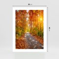 Plakat bez ramy 30x40 - Kolorowe drzewa na ścieżce jesieni - las, jesień